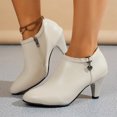 thumbnail image 2 of YOUYEDIAN Boots for Women Fashion Pointed Toe Side Zipper High Kitten Heel Short Booties Versatile Walking Leather Shoes, 2 of 5