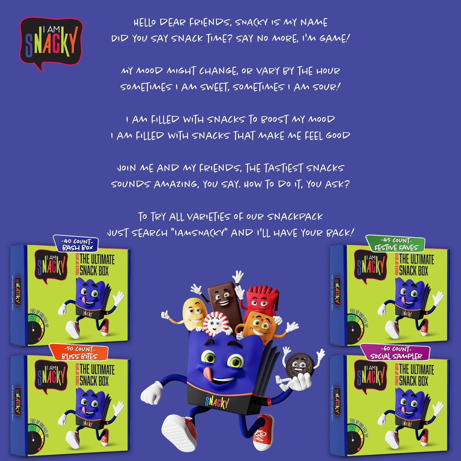 I AM Snacky - Snack Box (35 Count) Chips Candies Sweets for Home & Office