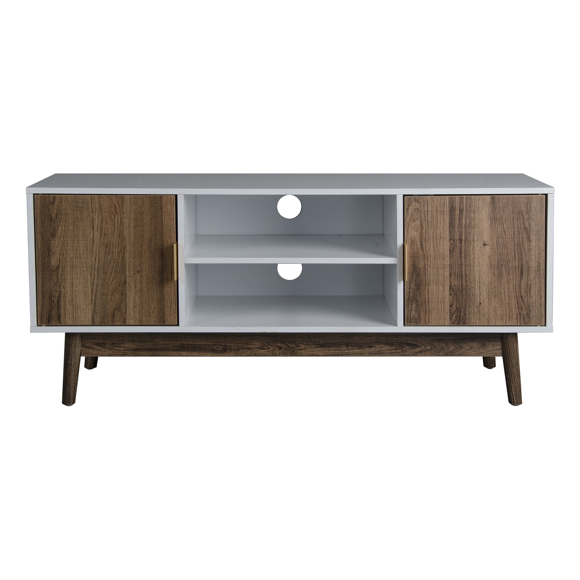 Kadyn TV Stand, Modern Entertainment Center for 51 inch TV, TV Stand Console with 2 Doors, Natural