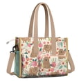 thumbnail image 2 of Teacher Tote Bag,Pomeranian Dogs and Pioneer Flower Teacher Utility Tote Bag,Large Work Tote Bags for Women with Multiple Pockets,Top Zipper Closure,13.8x10.6x6.7 Inch, 2 of 5