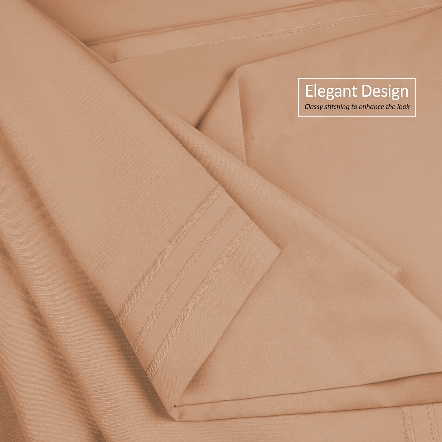 Clara Clark Premier 1800 Microfiber Collection 3-Line Bed Sheet Set, Cal King Size, Mocha Brown