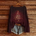thumbnail image 2 of Lcziwo Boho Christmas Pullover for Women Oversized Vintage Graphic Print Sweater Casual Fashion Long Sleeve Tops Boat Neck Western Knitted Pullover Red,L, 2 of 6