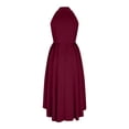 thumbnail image 5 of GJSYRH High Low Prom Dresses for Women Elegant V-Neck Halter 2025 A-Line Pleated Satin Party Gowns Tie Waist Wine XXL, 5 of 6