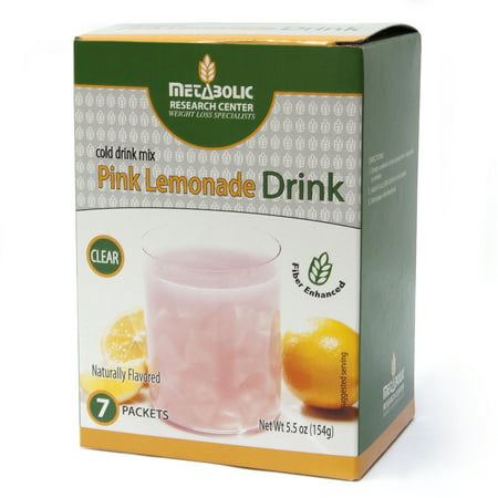 Metabolic Research Center Pink Lemonade Protein Drink for Weight Loss, 15g Protein, 0g Sugar, 7 Powder Packages (Best Way To Drink Protein Powder)