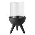 thumbnail image 4 of Danya B. Molta Modern Black Metal Bold Pedestal and Glass Pillar Votive Candle Holder - Small, 4 of 11