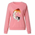thumbnail image 3 of Clearance-Sale Cute Tops for Women Long Sleeve Round Neck Going Out Tops Fashion Lovely Kitten Printing Ribbed Breathable Softy Loose Blouse Daily Oversized Shirts for Women（Pink,M）, 3 of 7