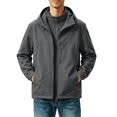 thumbnail image 2 of Sevevn Men 3 In 1 Rain Jacket Detachable Hood Regular Fit Waterproof Shell With Fleece Liner Chest Zip Pocket Side Pockets Elastic Cuffs For Hiking Wear, 2 of 8
