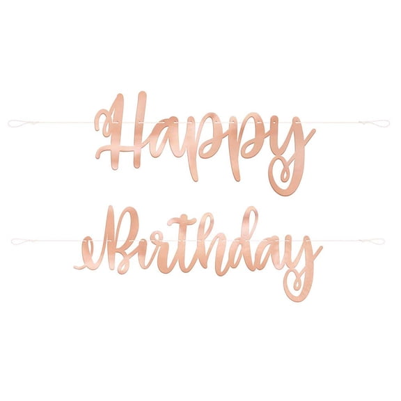 Rose Gold Script "Happy Birthday" Banner - 1 Pc