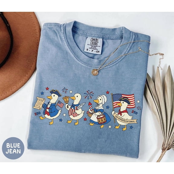 Comfort Colors 250 Years of Freedom Funny Patriotic T-Shirt – Vintage USA Goose Graphic Tee