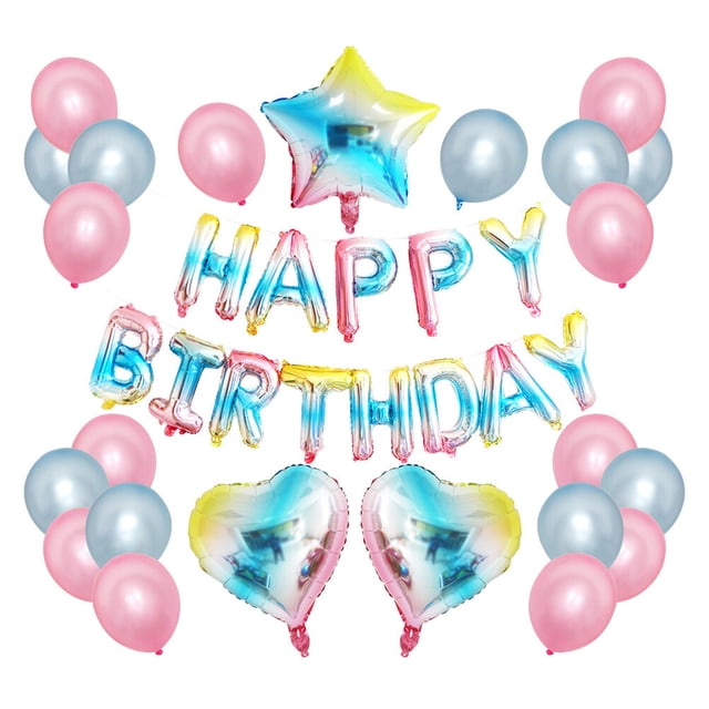 KAKOWELY Globos degradados FELIZ CUMPLEAÑOS Globos del alfabeto Globos de látex Decoraciones para fiestas Suministros para fiestas