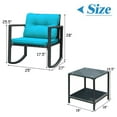 thumbnail image 4 of Topcobe Cushioned Patio Rattan Seating Rocking Chair Glass Table Set 3 Pieces with Steel Frame Furniture, Black, 4 of 6