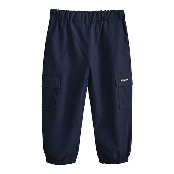 Hessimy Boys Sweatpants Fleece Athletic Workout Kids Clothes Boys Joggers With Zipper Pocket And Drawstring Cargo Pants For Boy (Navy,12-18 Months)