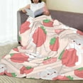 thumbnail image 3 of Pink Strawberry Blanket Soft Lightweight Strawberry Fruit Cute Kawaii for Sofa Bed Traveling Camping Gifts Idea 60"x80" Couch Birthday Decorations Christmas Decor for Kids Girls Women All Season, 3 of 6