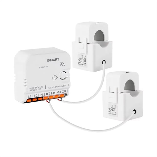 Medidor de Energía Inteligente Tuya Zigbee Bifásico, Máx. 120 A, Monitoreo de Potencia en Tiempo Real con 2 Pinzas