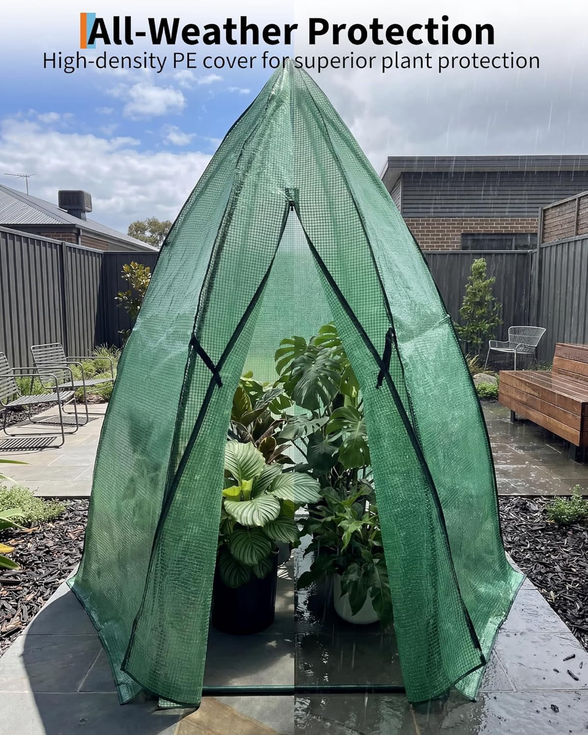 Garvee Mini Portable Greenhouse 54 x 54 x 71 inch, PE Cover with Roll-Up Zipper Door, Green