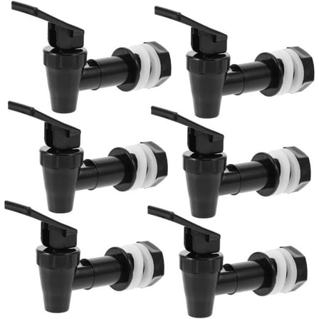 6 Pcs Black Plastic Beverage Dispenser Spigots Adjustable Nozzle Water Jug Tap Replacement Faucets