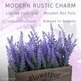 thumbnail image 4 of Butterfly Craze Artificial Lavender Plants in Rustic Wooden Planters - Lifelike, Stunning Faux Silk Purple Flowers Perfect for Elevating Your Patio, Home Décor, or Office, Large Dark Brown Pot, 4 of 8