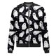 thumbnail image 4 of Chaqueta bomber con estampado de murciélago rosa para mujer, abrigo informal ligero con cremallera, puños y dobladillo acanalados, 4 of 5