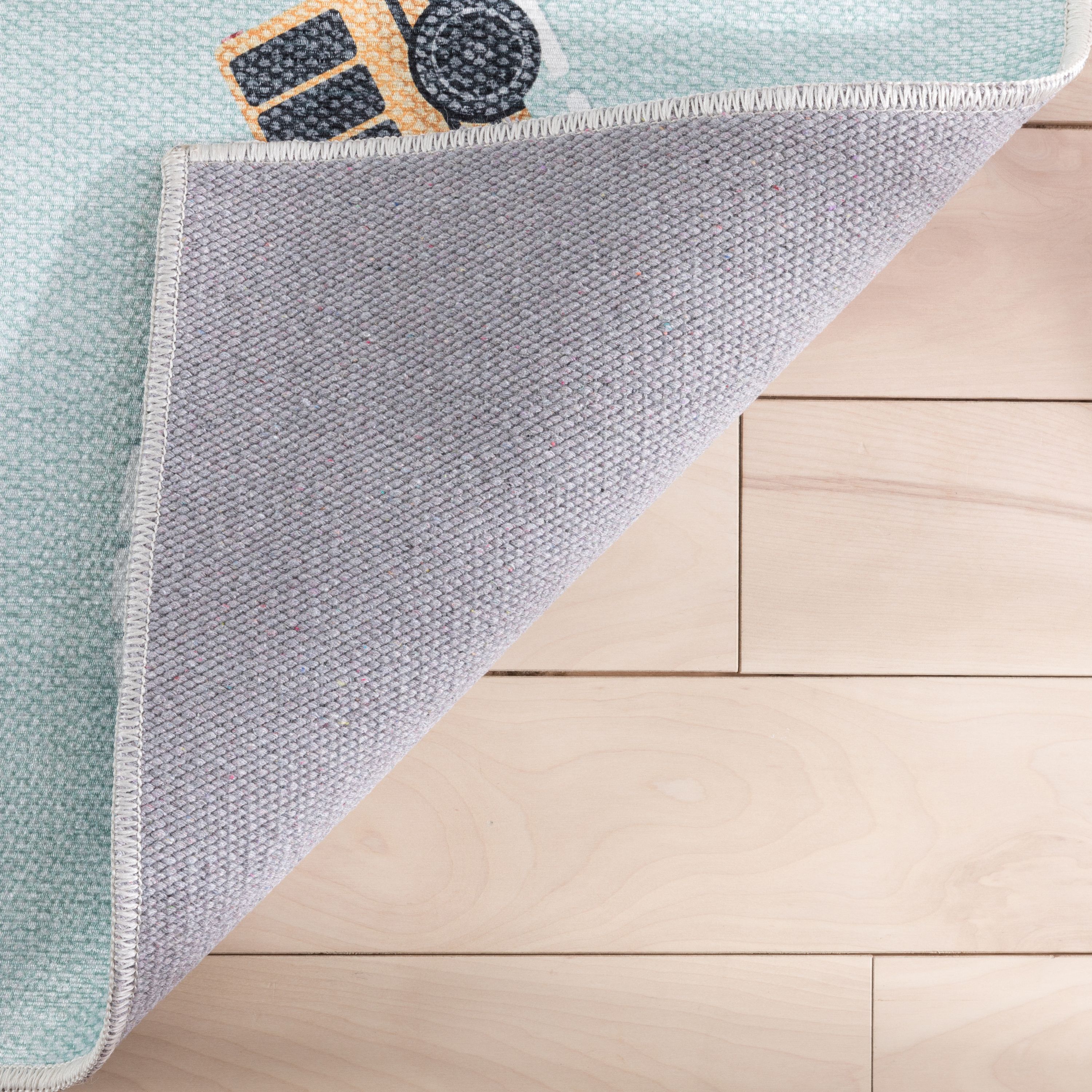 Well Woven Kids Rugs Traffic Modern Green Printed Distressed Machine Washable 5' x 7' Area Rug