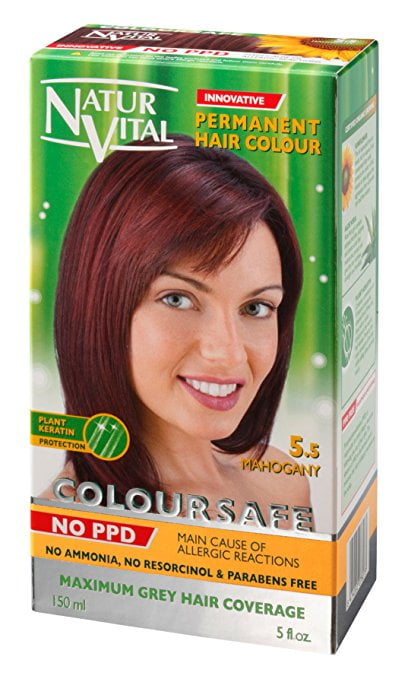 Natur Vital Permanent Hair Dye, Permanent Hair Color. Coloursafe, No  Ammonia,PPD, Resorcinol or Parabens (~ Mahogany) 