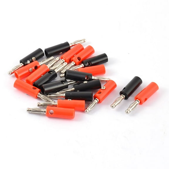 20pcs Black Red Insulation Jacket Audio Cable Connector Banana Plug Jack Coupler