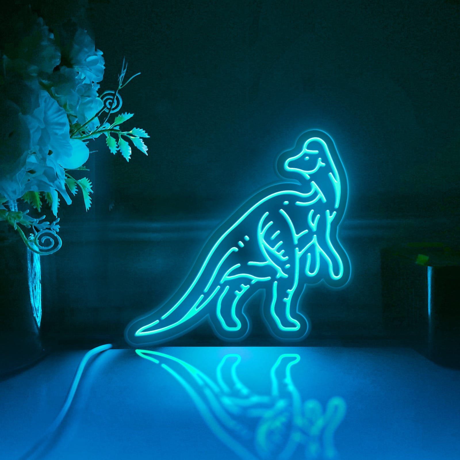 Dinosaur Led Light Box, Dimmable Neon-Like Light Signs USB Power for Wall Decor Bedroom Decoration, RGB Light (WxH) 16"x15"