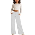 thumbnail image 2 of Letdown Girls' Solid Wide-Leg Lounge Pants, Casual Front Seam Detail Elastic Waist with Drawstring and Pockets for Kids 7-14 Years, 2 of 7
