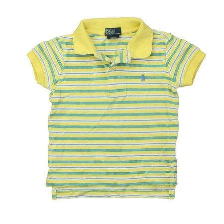 Pre-owned Polo by Ralph Lauren Boys Yellow | Stripes Polo Shirt size: 3T