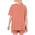 thumbnail image 5 of Busydd Pajamas for Women Set Fashion Polka Dot Two Piece Loungewear Set Round Neck Short Sleeve Tee Top and Shorts Women's Sleepwear L, 5 of 7