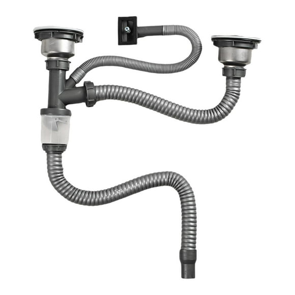 Siruishop Kitchen Sink Drain Pipe Drain Hose Double Sink Easy to Install Accessories Universal Sewer Pipe Drainage Pipe for Home Sewer