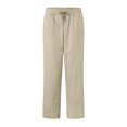 thumbnail image 4 of Duqingm Summer Pants for Women Women Casual Drawstring Elastic Waist Striped Wide Leg Pants with Pockets Khaki,S, 4 of 7