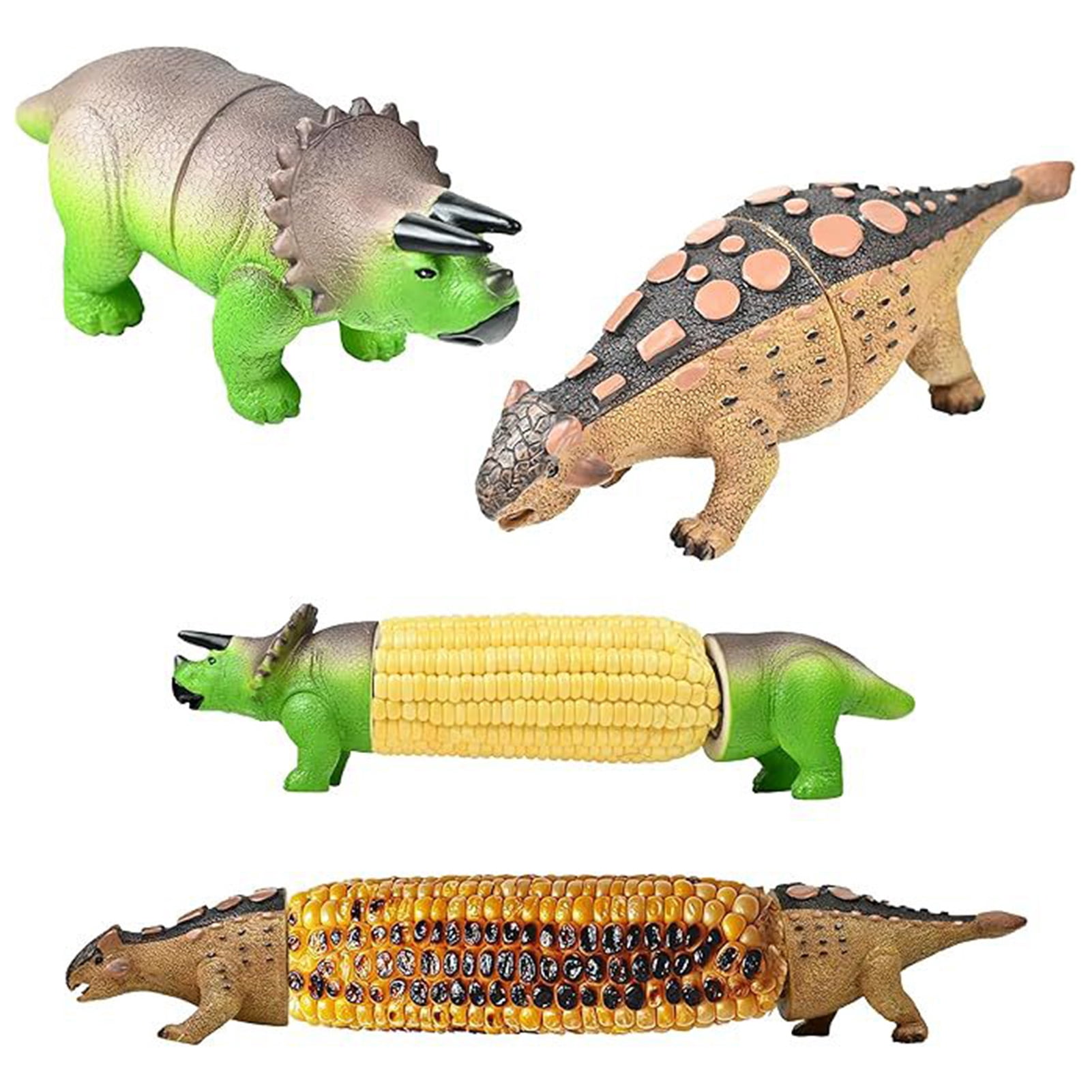 OIUR Dinosaur Corn Cob Holders for Kids Adults Reusable Corn Cob Skewers Dinosaur Corn Picks Kitchen Table Decoration