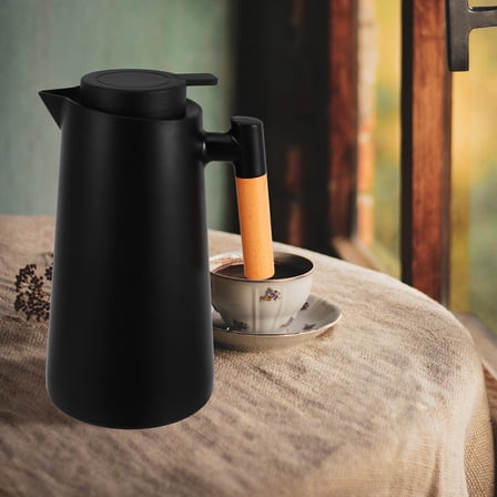 SWETRACE 1Pcs Coffee Vacuum Container Thermal Pitcher For Office Use Minimalist Design Black Wooden Handle