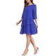 thumbnail image 4 of Vestido de gasa para mujer Inspire Chic con volantes, de capas, fluido, de manga 3/4, corte A, hasta la rodilla, azul real M, 4 of 6