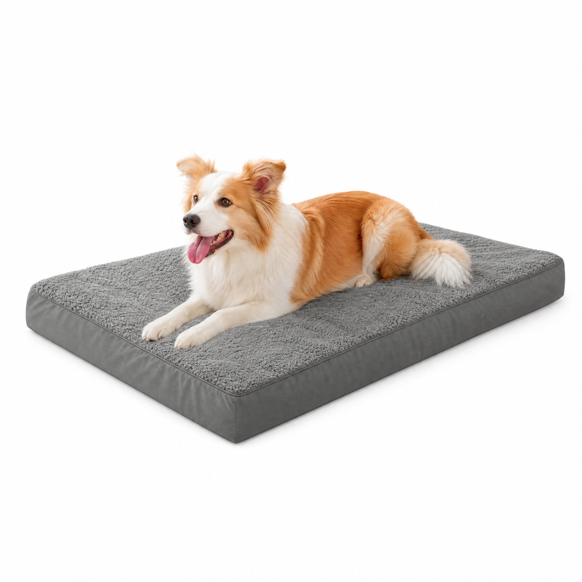 KSIIA 35in Dog Bed for Large Dog Orthopedic Crate Bed with Removable Washable Cover Egg-Crate Foam, Dark Grey