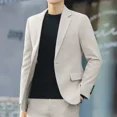 thumbnail image 6 of S-6XL Men's Business Casual Suit Korean Style Trendy Slim Fit 2 Piece Set Solid Color （Blazer+ Pants )Groom Wedding Dress Party (Khaki 2 Pcs,Asian S is Eur XXS), 6 of 7