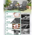thumbnail image 6 of SUUNYN Folding Adirondack Chair with Ottoman, HDPE Outdoor Patio Chair with 2 Cup Holders, Gray, 6 of 8