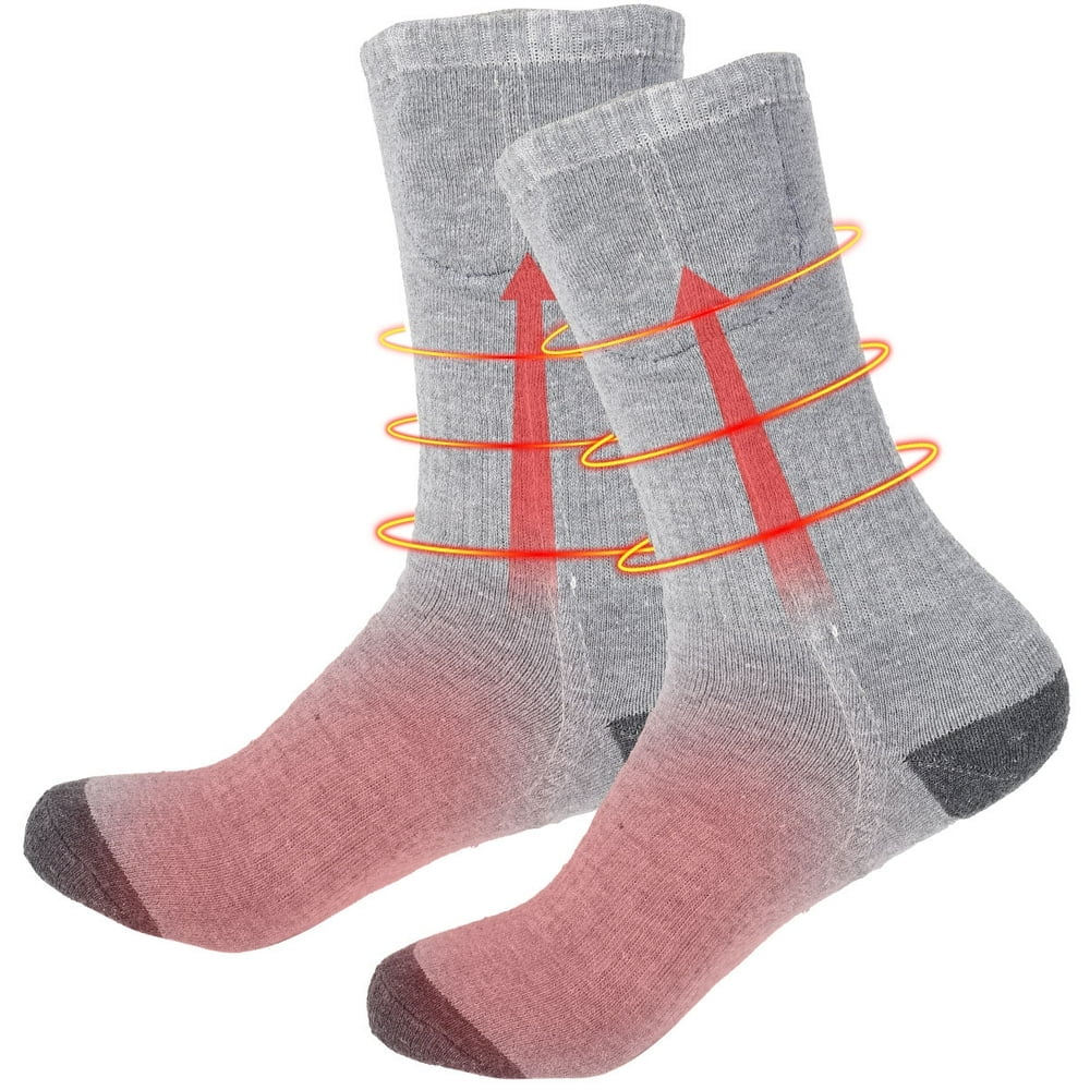 Electric Heated Socks USB Rechargeable Electric Thermal Socks Winter Warm Heated Boot Socks Unisex Heated Long Socks Cotton Warming Foot Warmers for