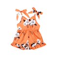 thumbnail image 5 of Toddler Little Girls Floral Romper Ruffle Button Straps Jumpsuit Overall Short Playsuit Summer Outfit, 5 of 5