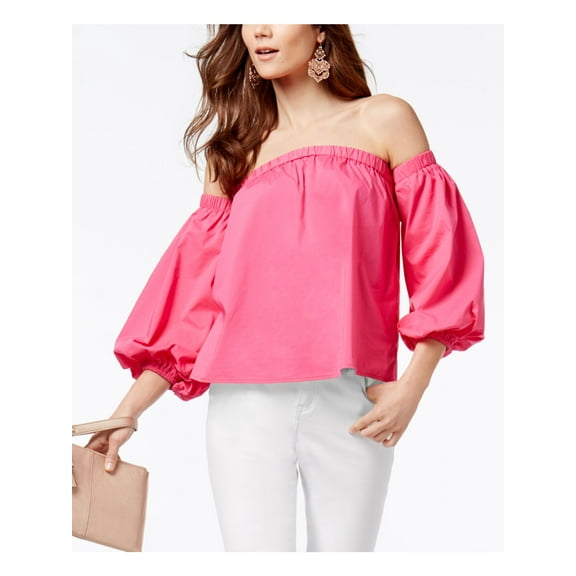 Inc International Concepts Womens Intense Pink Off-The-Shoulder Blouse S