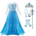 thumbnail image 1 of HAWEE Robe de Princesse Elsa pour Petite Fille Neige Fête Reine Costume d'Halloween, 1 of 7