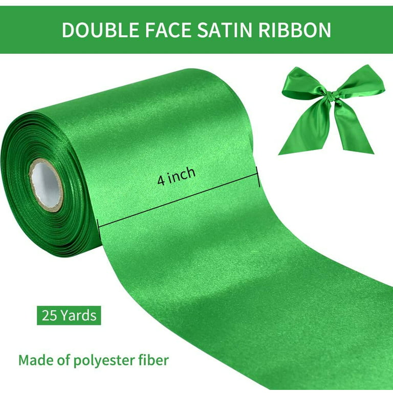 100 Yards 1 inch Wide Solid Satin Ribbon Roll, Gift Wrapping Hair Bows Party Wedding Supply (Green)