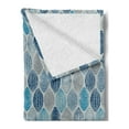 thumbnail image 2 of Grey Blue Soft Flannel Fleece Throw Blanket, Round Shapes with Swirls Scale and Stripes Ornamental Motifs, Cozy Plush for Indoor and Outdoor Use, 50" x 60", Grey Pale Blue Navy Blue, by Ambesonne, 2 of 5