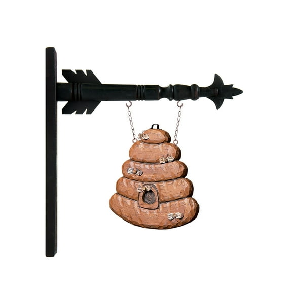 K&K Interiors B1704 Hanging Bee Hive Decorative Replacement Sign for Arrow Hanger, 14.00 x 2.00 x 12.00