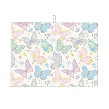 

Dish Drying Mat Colorful butterfly B Highly Absorbent Microfiber Drying Mat Kitchen Counter or Sink Drawer Liner 16x18 Kitchen Drying Mat Coffee Mat Kitchen Essentials