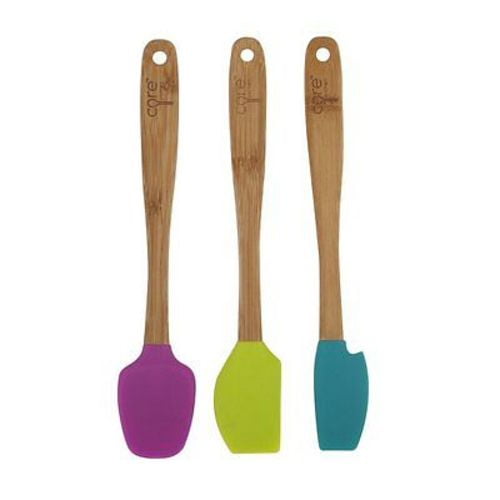 Core Kitchen 3pc Silicone Mini 8.25" Spatula Set with Bamboo Handles