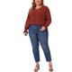 thumbnail image 2 of Blusa de Chiffon Casual de Manga Larga con Botones Decorativos y Escote en V para Mujeres Talla Grande GRACE & GRANDEUR 4X Burdeos, 2 of 5