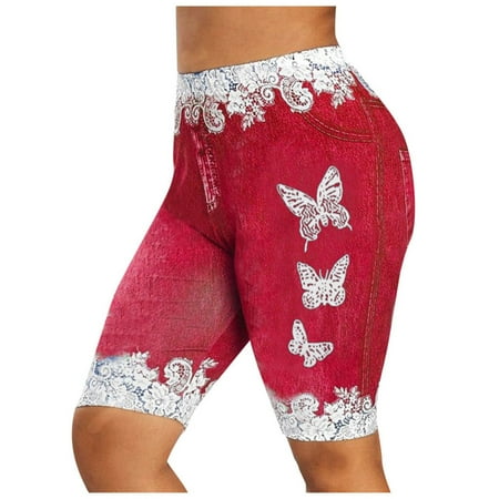 

Womens Pajamas Shorts Set Size Denim Shorts Women s Casual Jean Plus Print Jeggings Butter fly Pants Women s Plus Casual Pants Short Sleeve Cardigan with Pockets for Women
