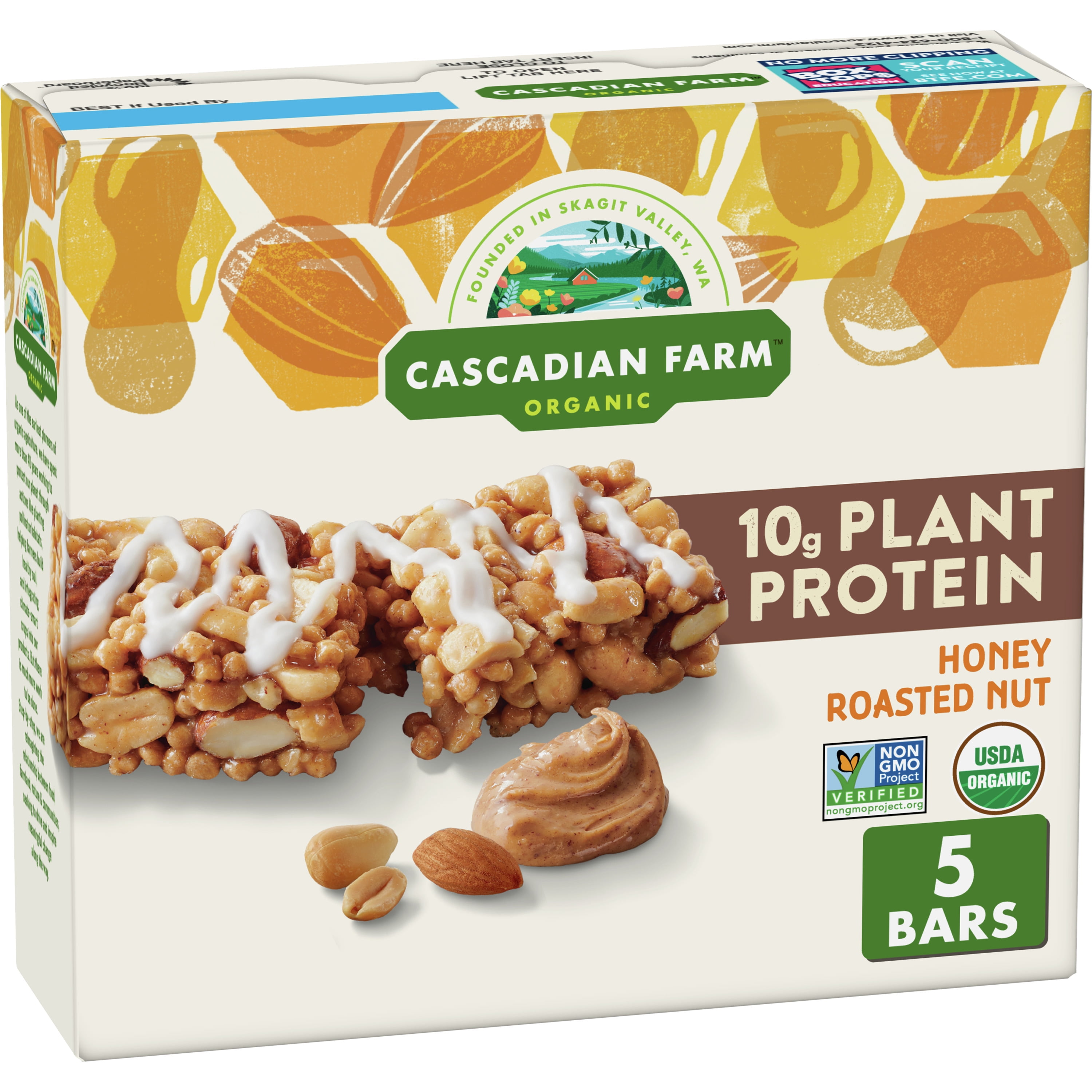 Cascadian Farm Organic Honey Roasted Nut Protein Bars, 5 ct 8.85 oz