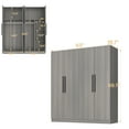 thumbnail image 2 of OxyLife Armoire Wardrobe Closet with 4 Doors & 2 Hanging Rods, Wooden Clothing Storage Cabinet for Bedroom,Grey, 2 of 8